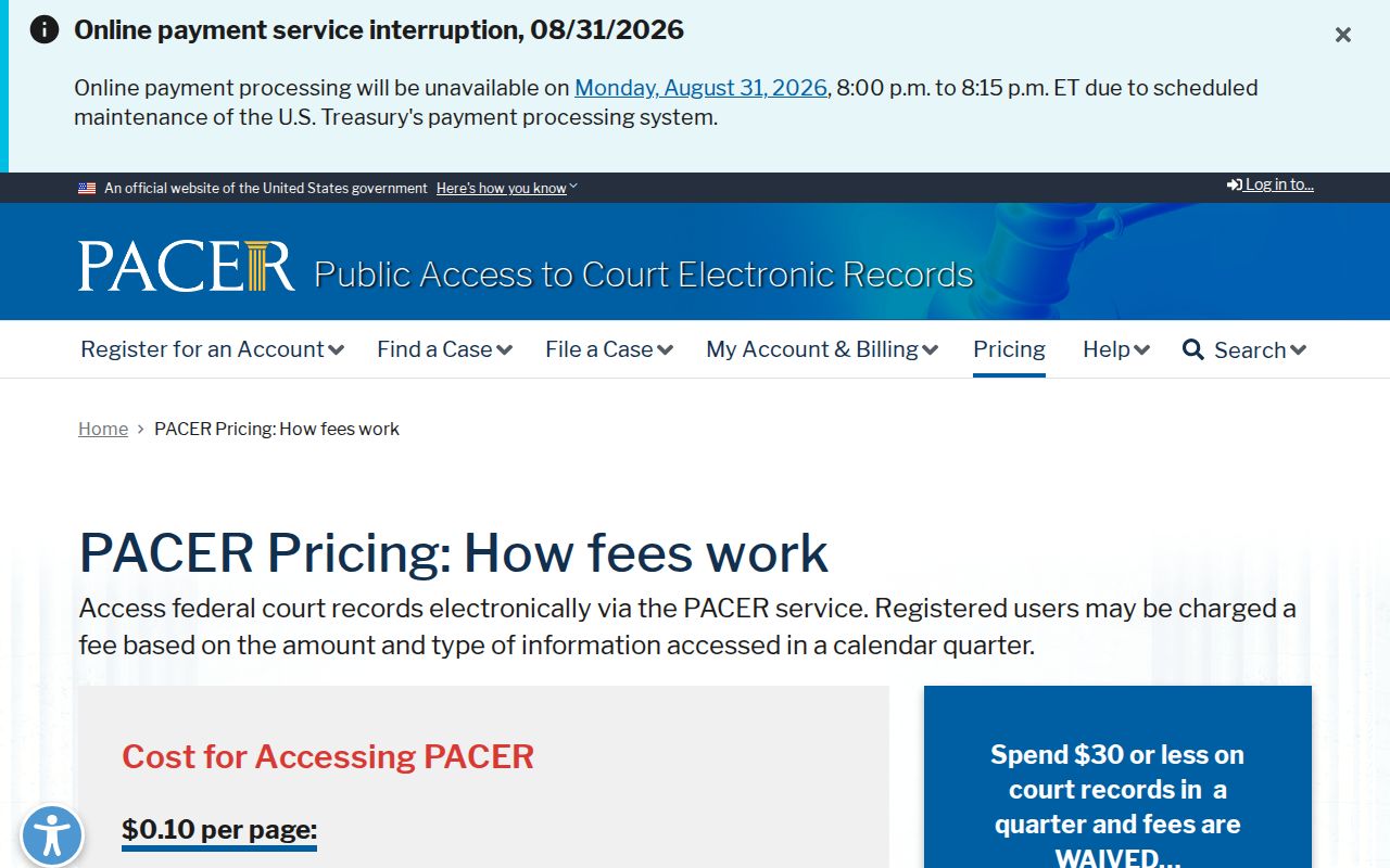 Adams court records source distinguishing PACER federal access
