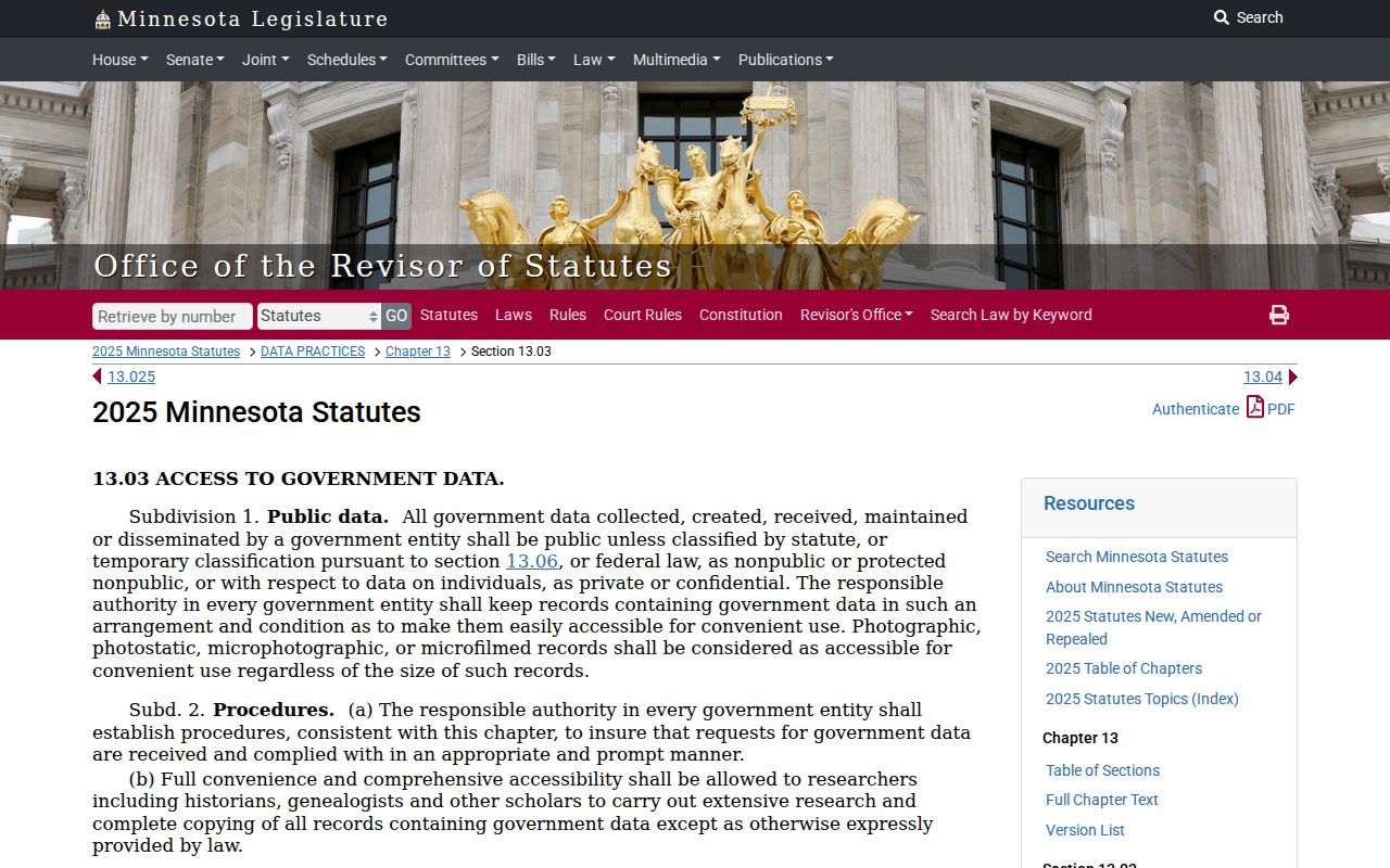 Mower County civil court dockets Minnesota government data access statute
